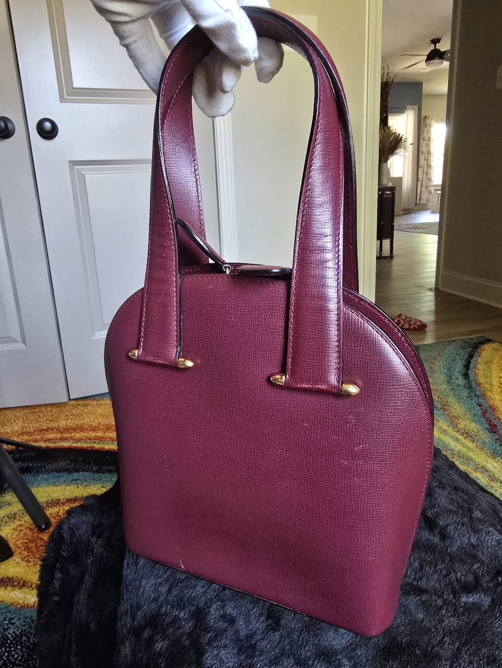 Authentic Cartier Burgundy Women’s Top-Handle Bag